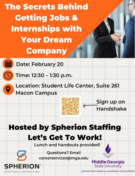 The Secrets Behind Getting Jobs & Internships with Your Dream Company flyer.